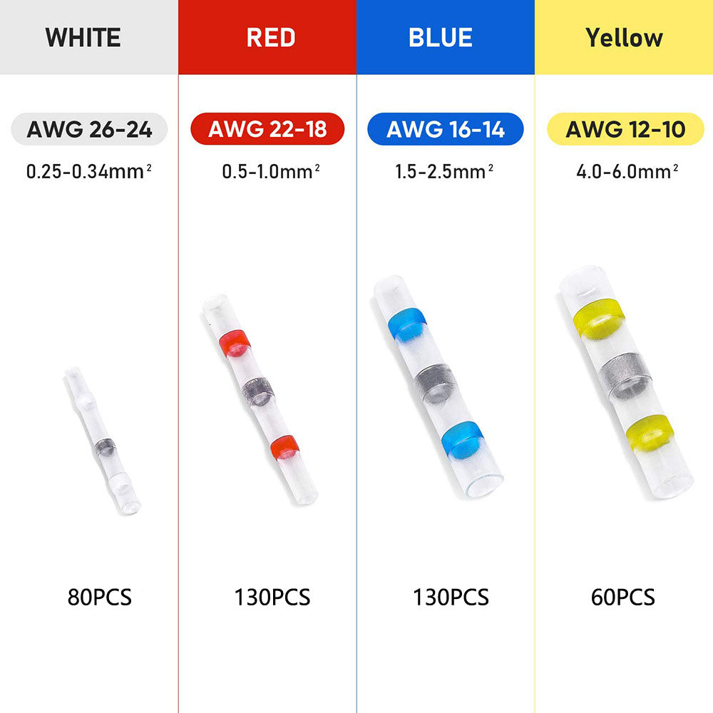 Solder Seal Wire Connector Kit – Waterproof Heat Shrink Butt Connectors (200/300/400pcs)