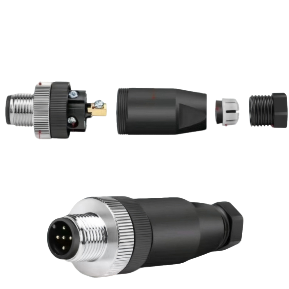 10 Pcs M12 D-coded 5 pin connector for industrial Ethernet and automation applications. IP67 waterproof design with straight and elbow options available.