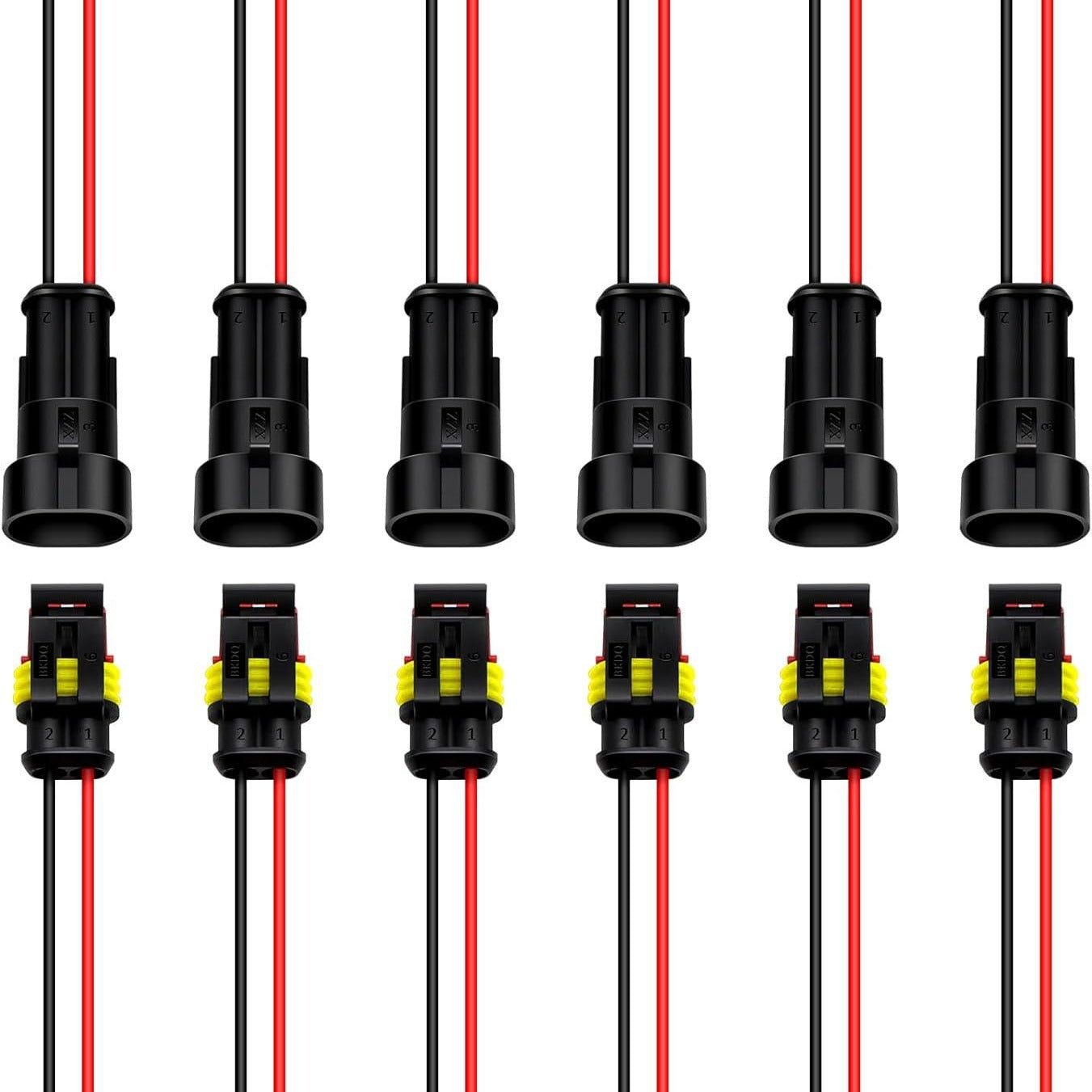 Waterproof 2-6 Pin Connector with Wire – 16 AWG Plug & Play Electrical Cable for E-Bike, EV, RC, and Industrial Applications