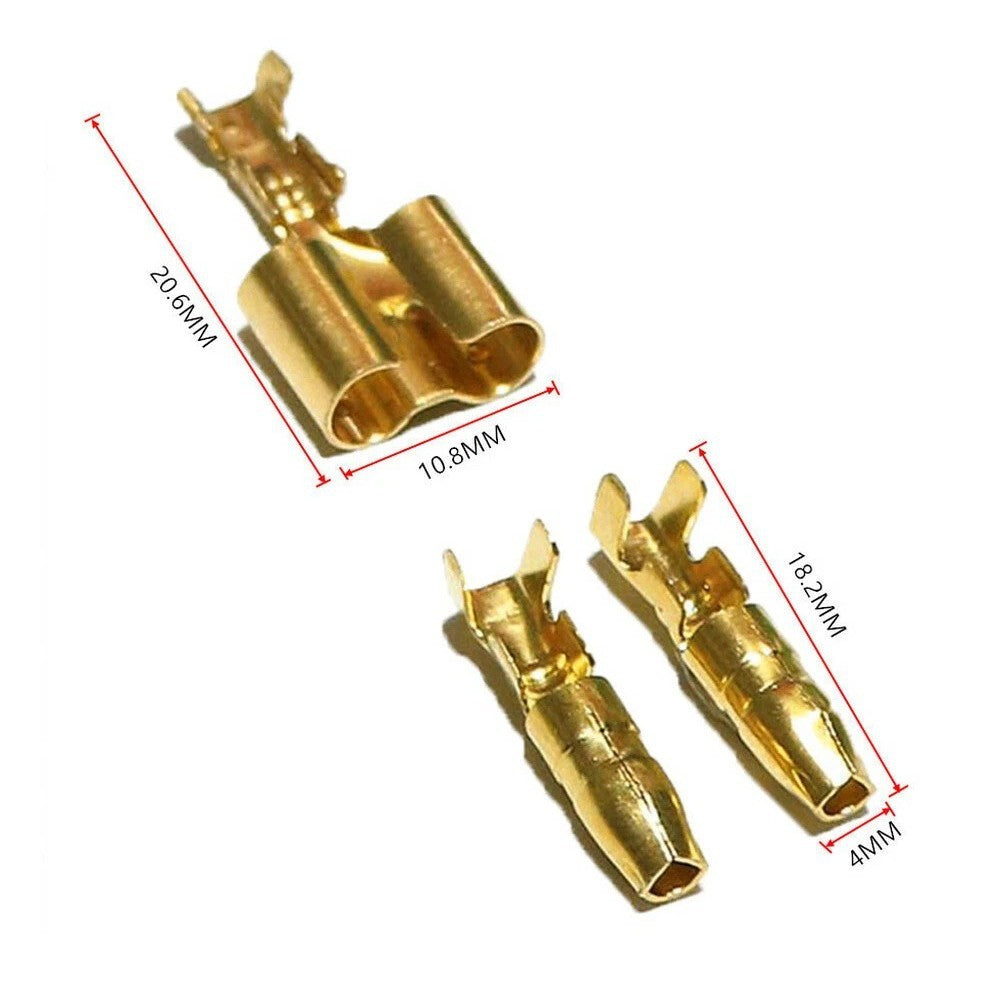 100set 4.0mm Bullet Connector Kit – Male & Female Bullet Terminals with Insulating Sleeves for Motorcycle, Automotive & Electrical Wiring