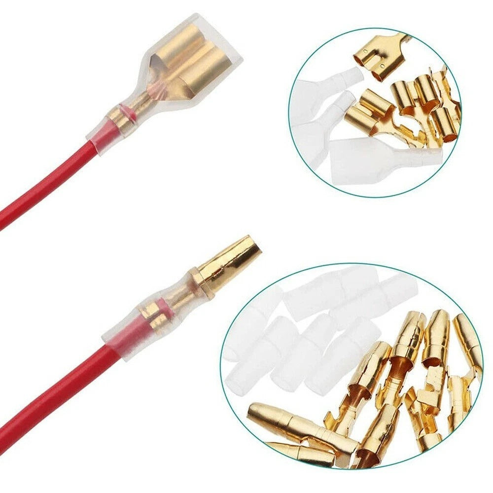 100set 4.0mm Bullet Connector Kit – Male & Female Bullet Terminals with Insulating Sleeves for Motorcycle, Automotive & Electrical Wiring