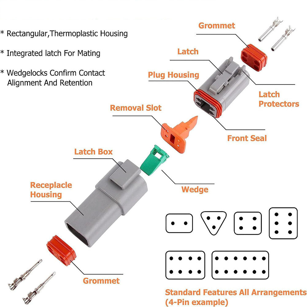 188pcs Deutsch Connectors 2-12 pin automotive connectors/male and female waterproof wire harness connectors DT connectors