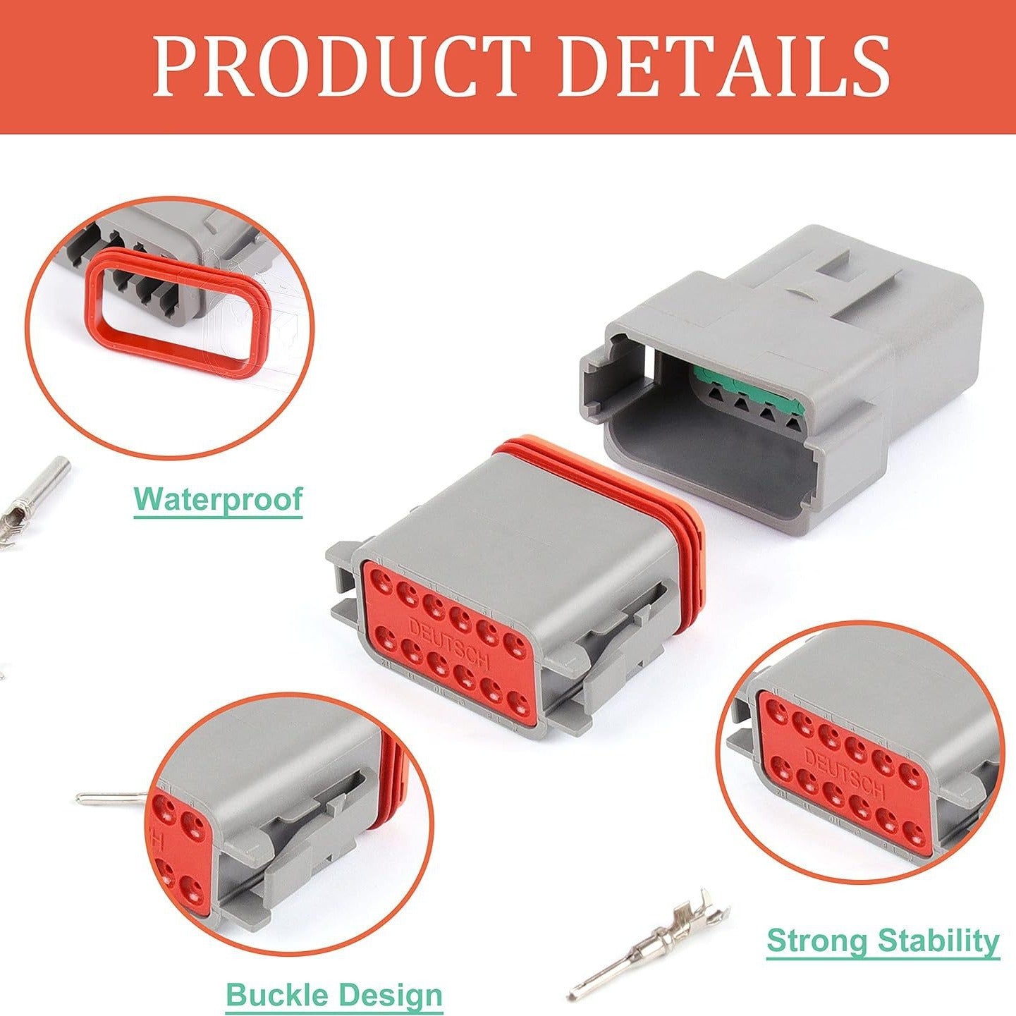 188pcs Deutsch Connectors 2-12 pin automotive connectors/male and female waterproof wire harness connectors DT connectors