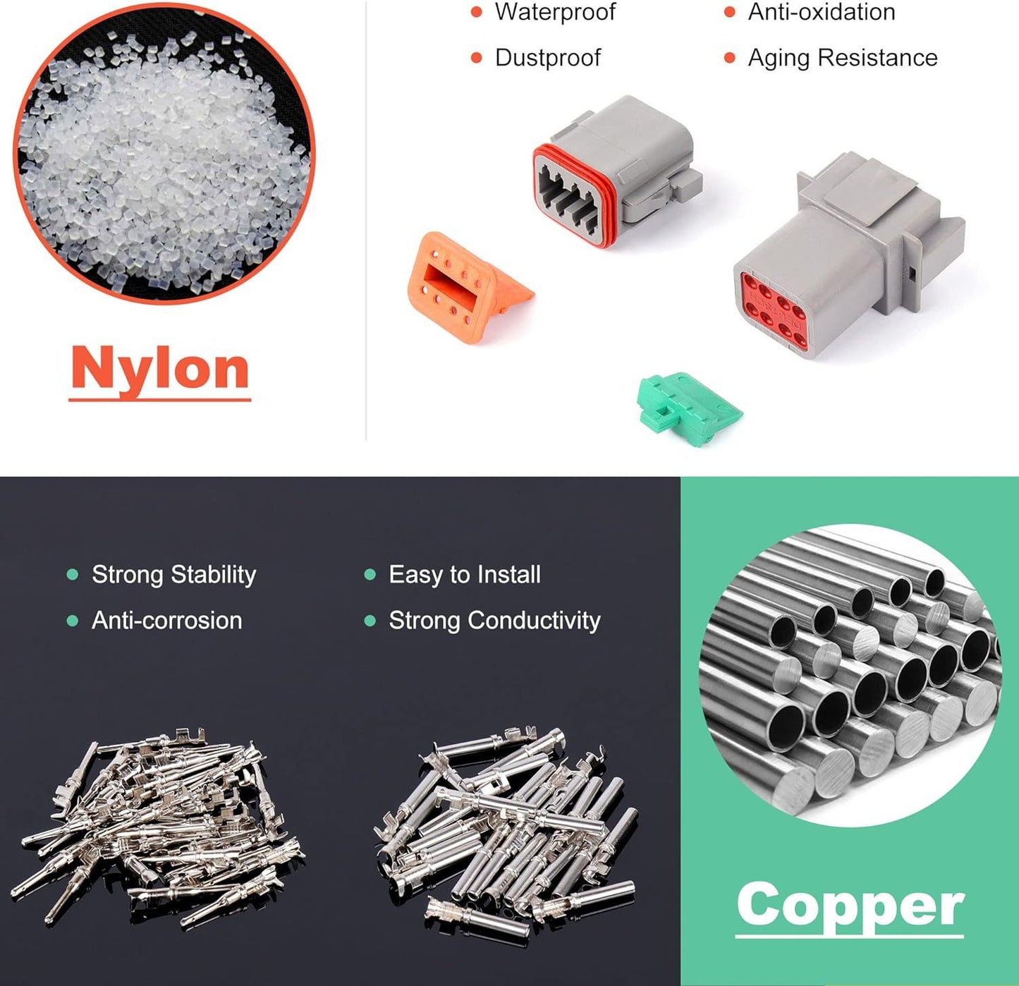 188pcs Deutsch Connectors 2-12 pin automotive connectors/male and female waterproof wire harness connectors DT connectors