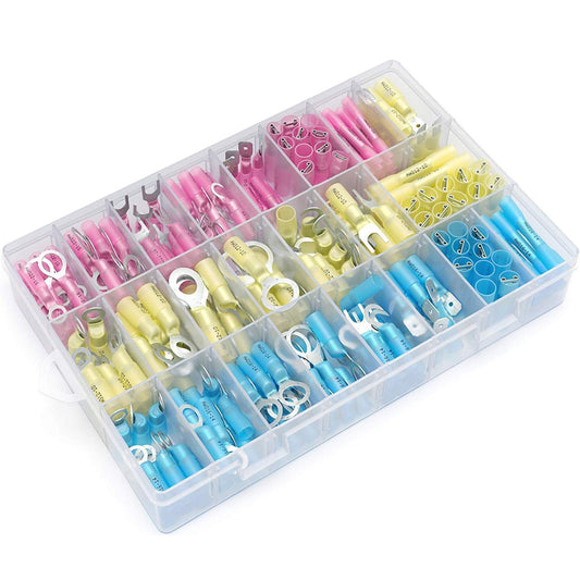 Heat Shrink Terminal Kit – Waterproof Ring, Spade & Butt Connectors Assortment (135pcs)