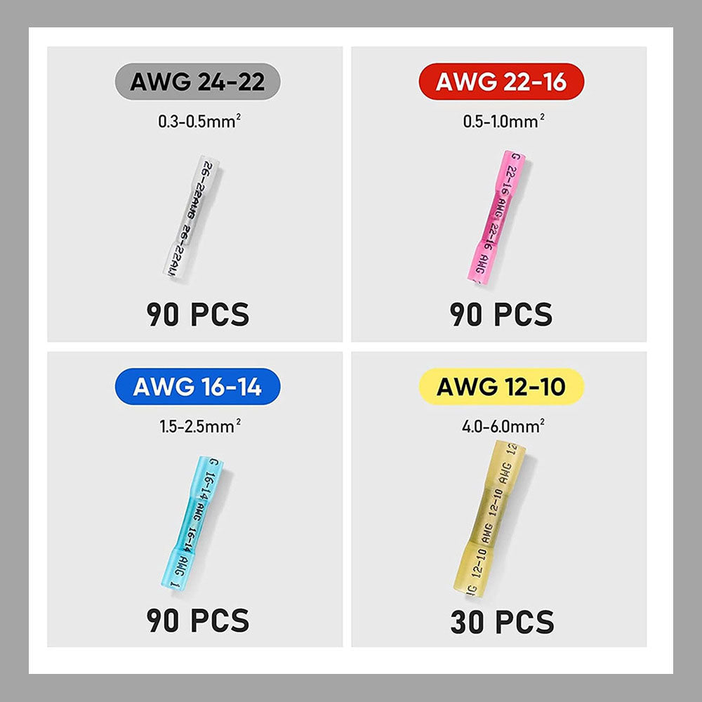Heat Shrink Wire Connector Kit – Waterproof Butt, Ring & Spade Terminals (200/300/600pcs)