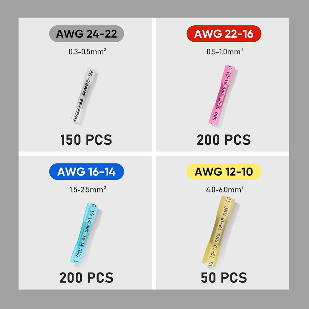 Heat Shrink Wire Connector Kit – Waterproof Butt, Ring & Spade Terminals (200/300/600pcs)