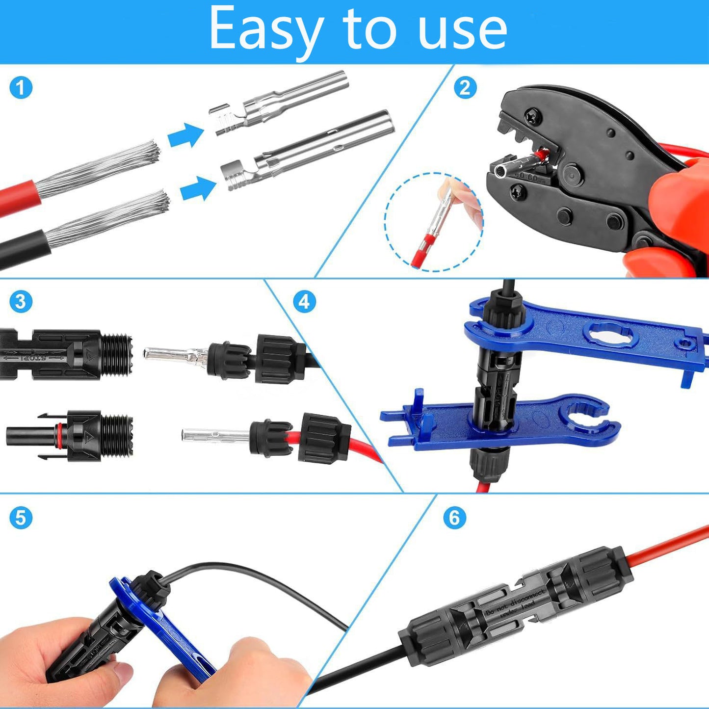 MC4 Solar Connector Kit 2.5mm² / 4mm² / 6mm² – IP67 Waterproof PV Connectors, Male & Female Plug for Solar Panels & Outdoor Systems (5/10 Sets)