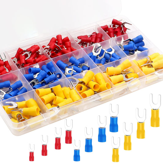 SV Fork Terminal Kit 200PCS – Insulated Spade Crimp Connectors for Electrical & Automotive Wiring