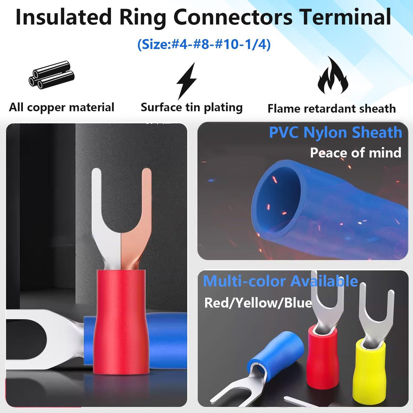 SV Fork Terminal Kit 200PCS – Insulated Spade Crimp Connectors for Electrical & Automotive Wiring
