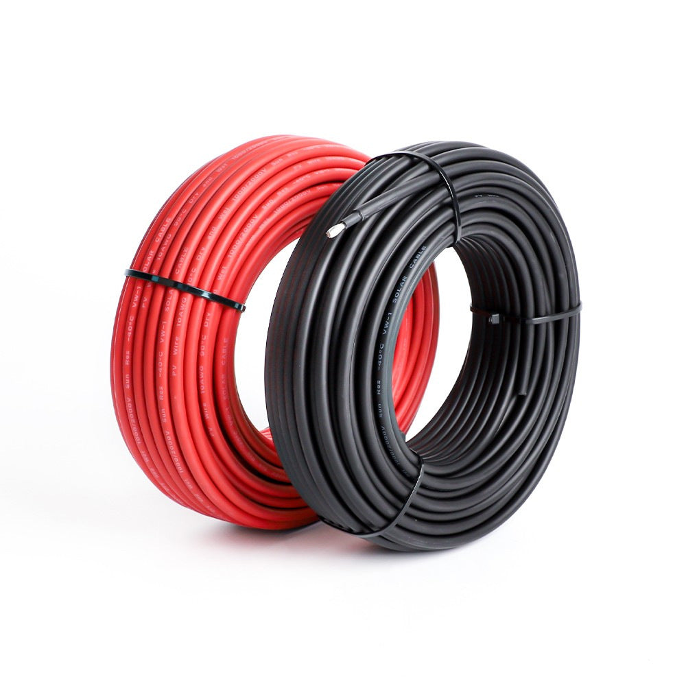 2.5 mm² - 16 mm² Solar Cable 100FT – CE/IEC Certified Photovoltaic Wire, Red & Black, UV-Resistant, Outdoor DC Wire for Solar Panel & Renewable Energy Systems