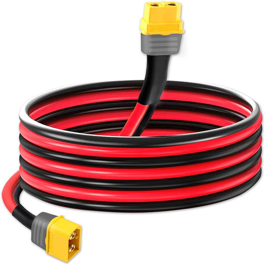 XT90 Anti-Spark Connector Cable 6 mm² Silicone Wire, XT90 Male to Female High Current Power Cable for E-bike, Battery, Solar & RC Applications (1FT/2FT/3FT)